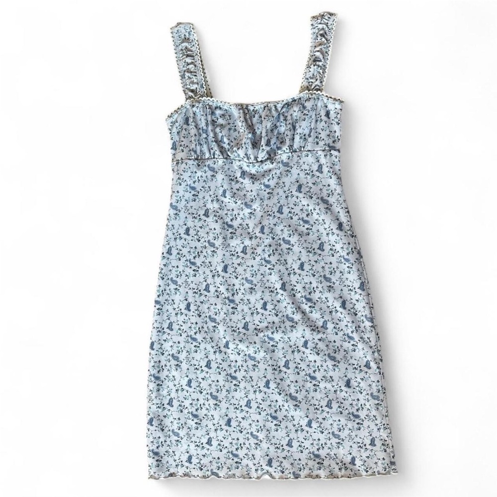 Vintage rocket Candy blue floral peasant style strap summer sun dress